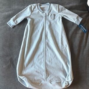 Carter's Blue & White Stripe Infant Sleep Sack with Bear Patch